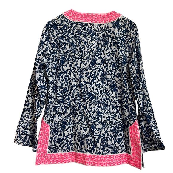 Lilly Pulitzer Ocean Cove Tunic Top Size M Oyster Bay Blue Krillin It - Picture 11 of 16